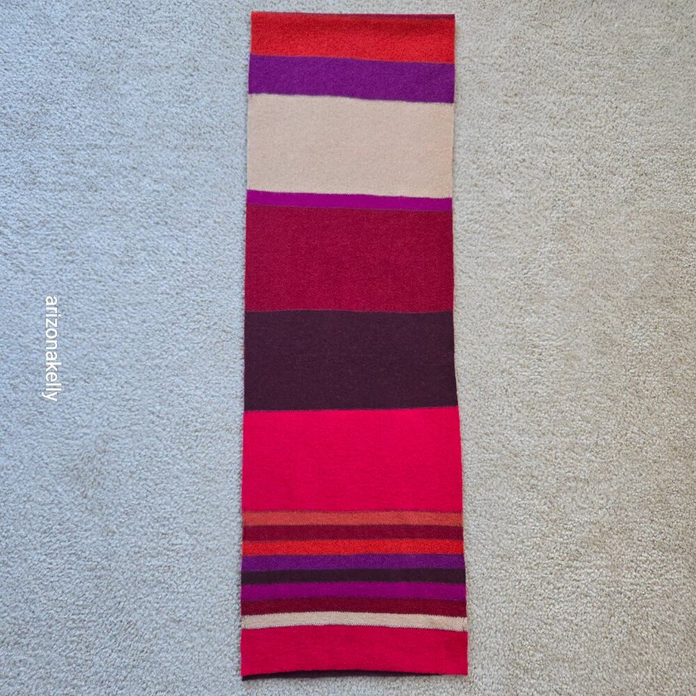 100% Wool Scarf Felted Textured Segmented Colorful Boho Coldwater Creek - Picture 6 of 10